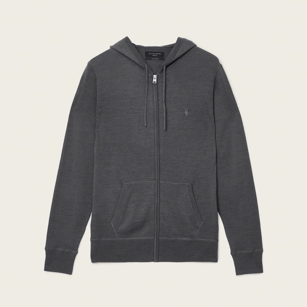AllSAINTS Men's Charcoal Zip-Up Sweater